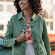 Yumi Green Canvas Jacket with Patch Pockets