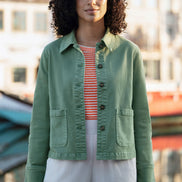 Yumi Green Canvas Jacket with Patch Pockets
