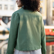 Yumi Green Canvas Jacket with Patch Pockets