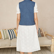 Yumi Blue Chambray Cotton Quilted Reversible Vest