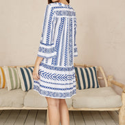 Yumi Blue Geo Stripe Print Beach Tunic