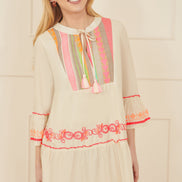 Yumi White Embroidered Cotton Tunic
