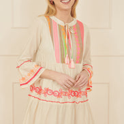 Yumi White Embroidered Cotton Tunic
