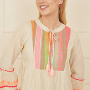 Yumi White Embroidered Cotton Tunic