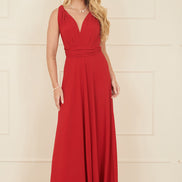 Yumi Red Jersey Stretch Multiway Midi Dress