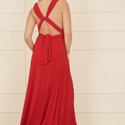 Yumi Red Jersey Stretch Multiway Midi Dress