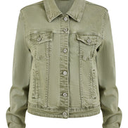 Yumi Green Stretch Cotton Denim Jacket