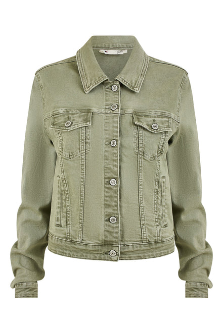 Yumi Green Stretch Cotton Denim Jacket