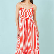 Yumi Red Stripe Midi Sun Dress