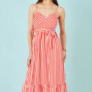Yumi Red Stripe Midi Sun Dress