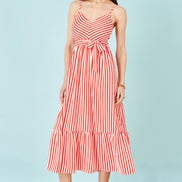 Yumi Red Stripe Midi Sun Dress