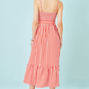 Yumi Red Stripe Midi Sun Dress