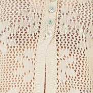 Yumi Beige Flower Crochet Button Up Cardigan