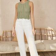 Yumi Green Crochet Knitted Tank Top