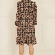 Yumi Black Ikat Long Sleeve Skater Dress
