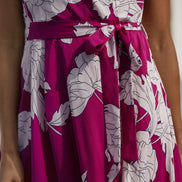 Pink Blossom Print Wrap Dress with Dipped Hem