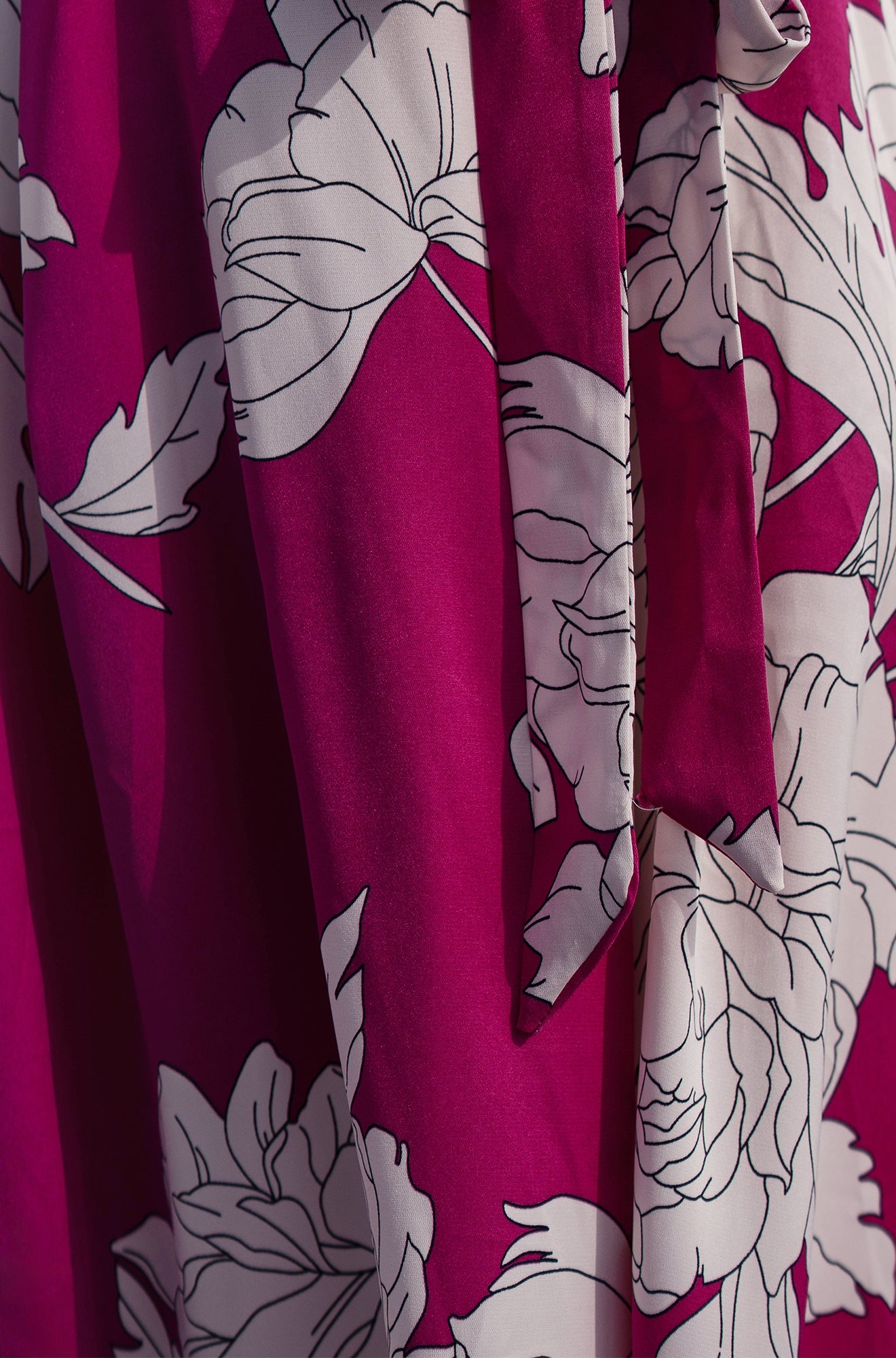 Pink Blossom Print Wrap Dress with Dipped Hem