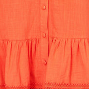 Yumi Orange Cotton Lace Trim Skater Shirt Dress