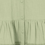 Yumi Green Cotton Lace Trim Skater Shirt Dress