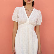 Yumi White Broderie Anglaise Midi Dress With Split Hemline