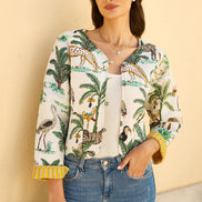 Yumi White Animal Reversible Cotton Quilted Jacket