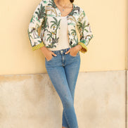 Yumi White Animal Reversible Cotton Quilted Jacket
