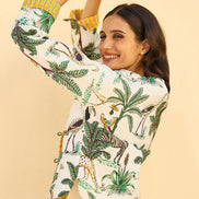 Yumi White Animal Reversible Cotton Quilted Jacket