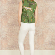 Yumi Green Animal Reversible Cotton Quilted Waistcoat