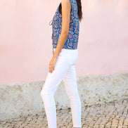 Yumi Blue Flower Reversible Cotton Quilted Waistcoat