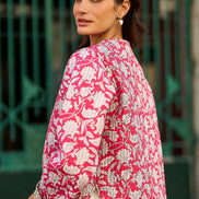 Yumi Pink Floral Reversible Cotton Quilted Jacket