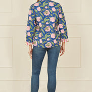 Yumi Pink Floral Reversible Cotton Quilted Jacket