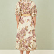 Yumi White Paisley Print Broderie Anglaise Cotton Midi Dress