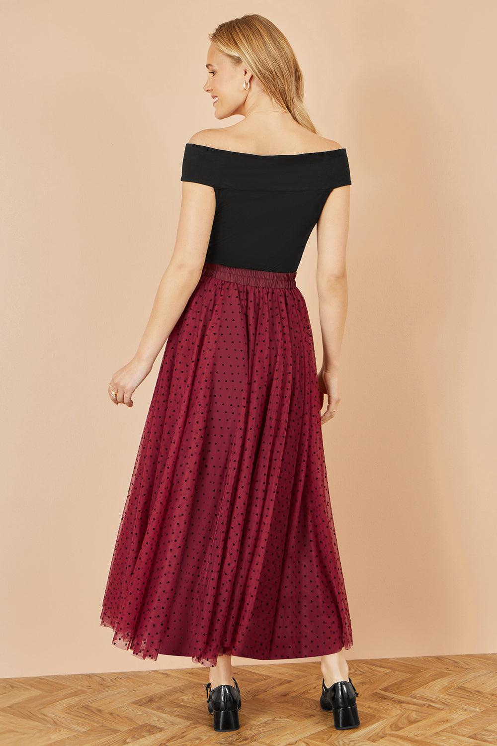 Yumi Black Jersey Cotton Bardot Top with Knot Detail