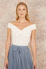 Yumi White Jersey Cotton Bardot Top With Knot Detail