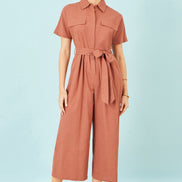 Yumi Brown Utility Relaxed Jumpsuit