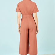 Yumi Brown Utility Relaxed Jumpsuit