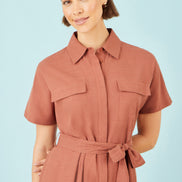 Yumi Brown Utility Relaxed Jumpsuit