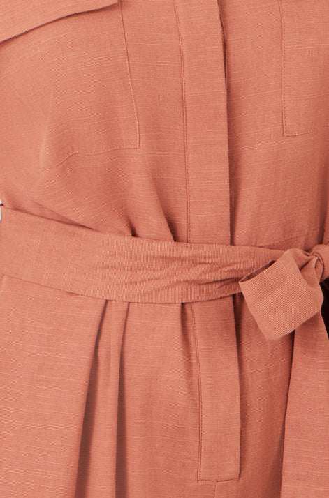 Yumi Brown Utility Relaxed Jumpsuit