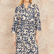 Yumi Navy Block Print Kaftan