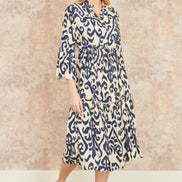 Yumi Navy Block Print Kaftan