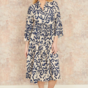 Yumi Navy Block Print Kaftan