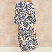 Yumi Navy Block Print Kaftan