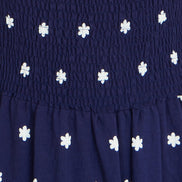 Yumi Navy Border Hemline Smocked Maxi Dress