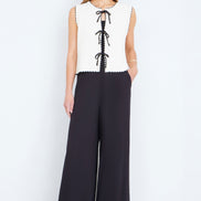 Yumi Ivory Knitted Waistcoat with Bow Trims