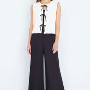 Yumi Ivory Knitted Waistcoat with Bow Trims