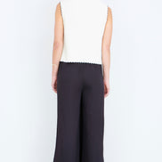Yumi Ivory Knitted Waistcoat with Bow Trims