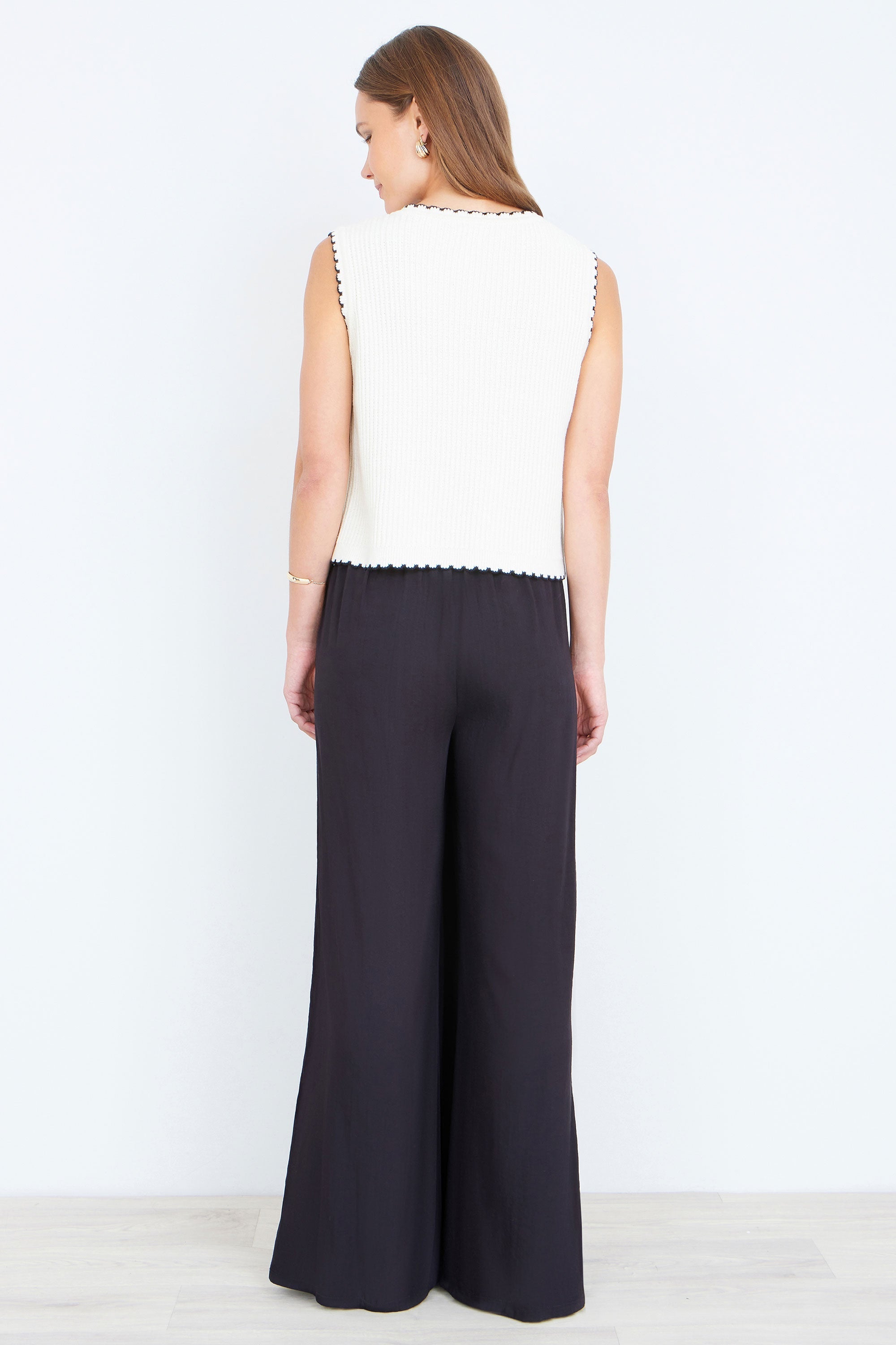 Yumi Ivory Knitted Waistcoat with Bow Trims