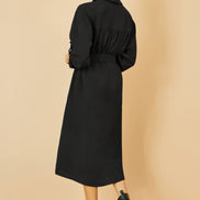Yumi Black Stretch Midi Shirt Dress