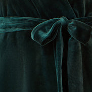 Yumi Green Velvet Wrap Midi Dress with Contrast Hemline