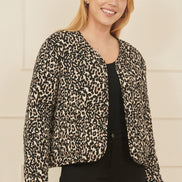 Yumi Brown Leopard Print Boxy Jacket